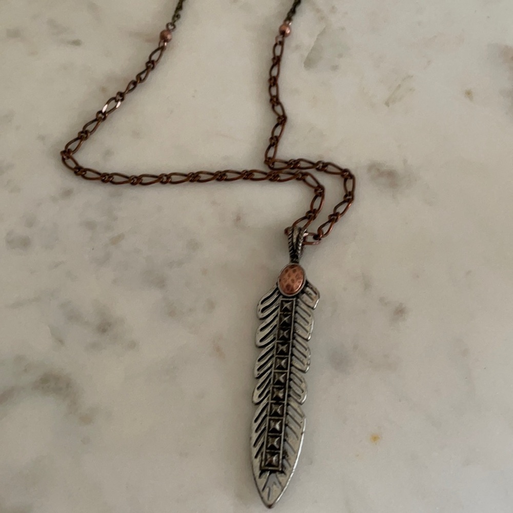 Lucky Brand feather pendant necklace